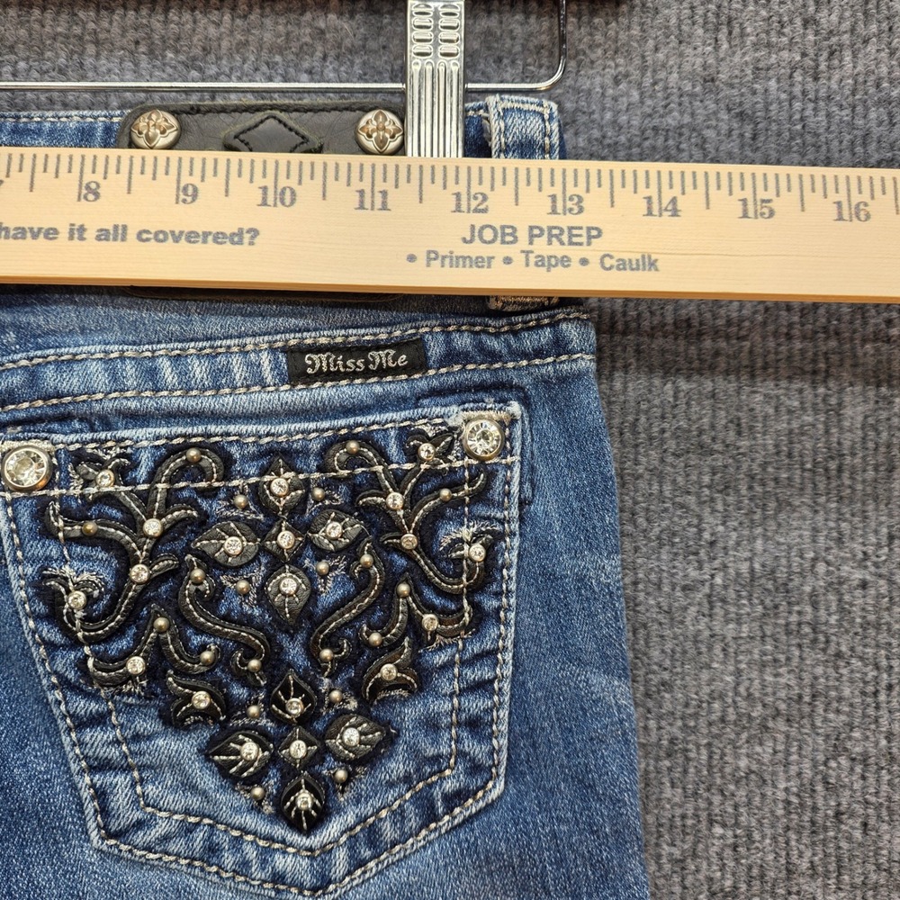 Miss Me Skinny Jeans Womens Mid Rise Embellished Blue 24 Excellent Western - Picture 11 of 12